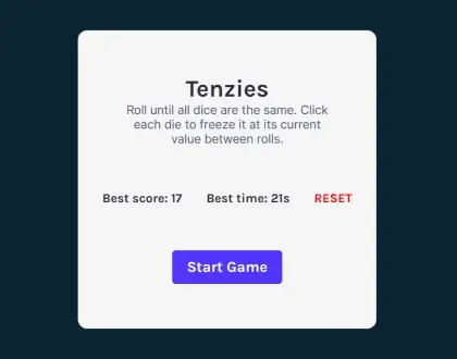 A Tenzies Game